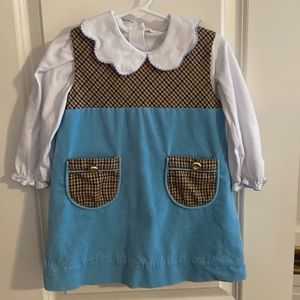 The Beaufort Bonnet Company Jill Jumper Velveteen with Peter Pan Shirt 3T